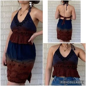 Womans Boho One Size Adjustable Coconut Lane 2 Piece (Top&Skirt) ORIGINALLY $115